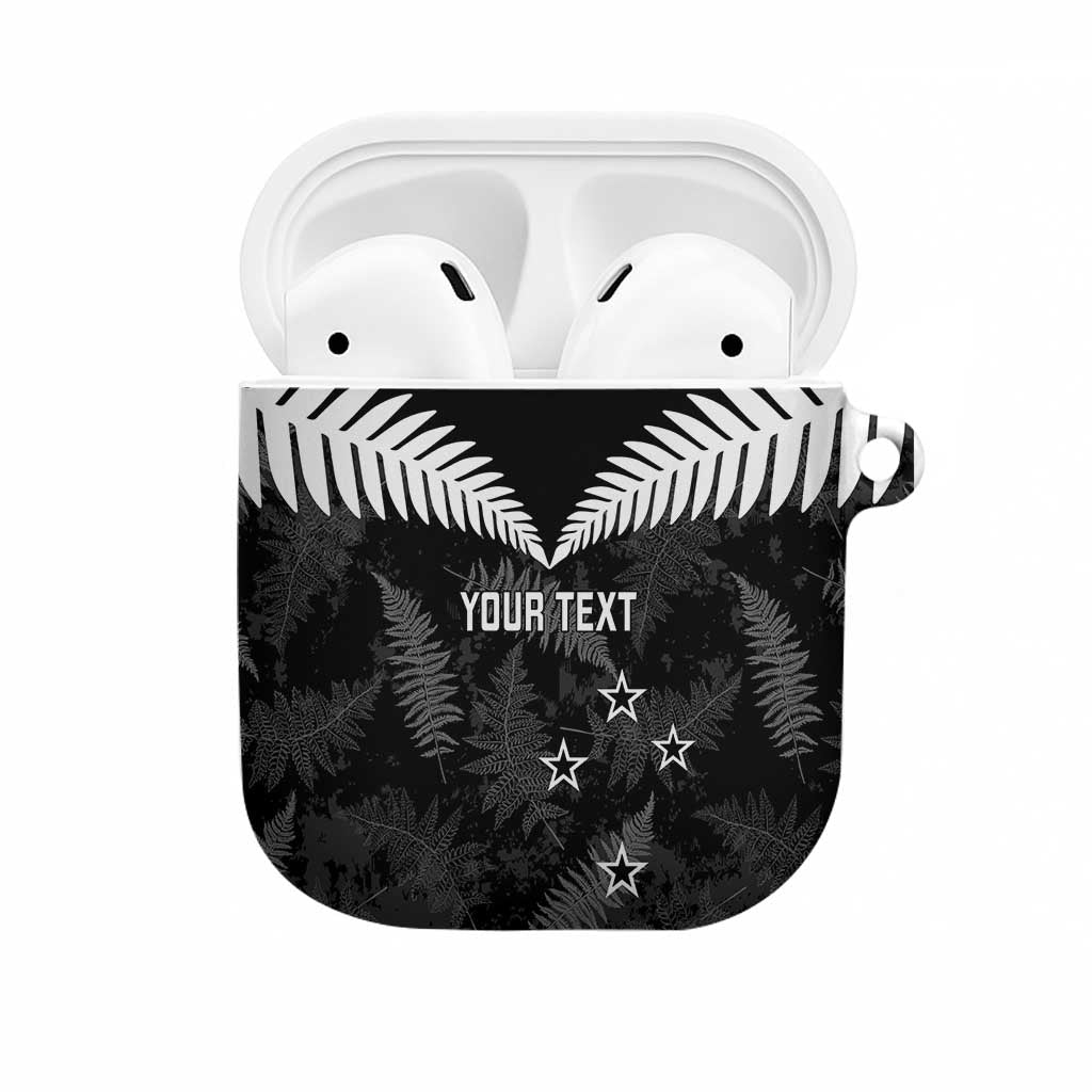 Custom New Zealand Silver Fern Football AirPods Case Go Aotearoa Grunge Black LT14 Black - Polynesian Pride