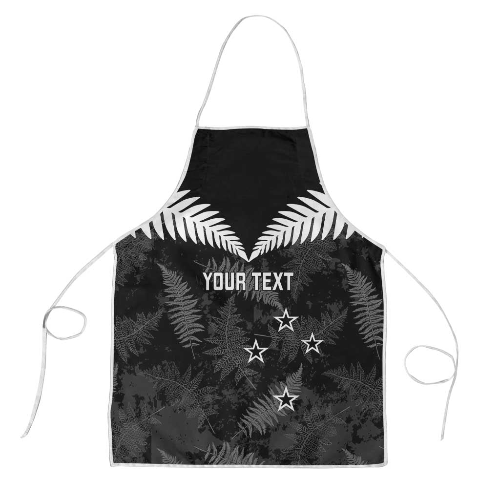 Custom New Zealand Silver Fern Football Apron Go Aotearoa Grunge Black LT14 Black - Polynesian Pride