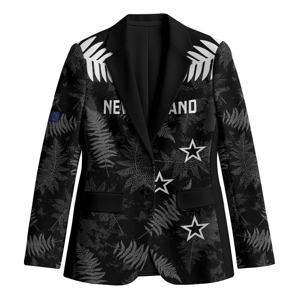 Custom New Zealand Silver Fern Football Blazer Go Aotearoa Grunge Black LT14 Unisex Black - Polynesian Pride