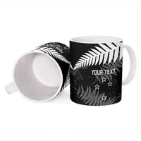 Custom New Zealand Silver Fern Football Ceramic Mug Go Aotearoa Grunge Black LT14 - Polynesian Pride
