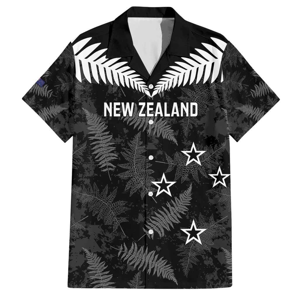 Custom New Zealand Silver Fern Football Hawaiian Shirt Go Aotearoa Grunge Black LT14 Black - Polynesian Pride