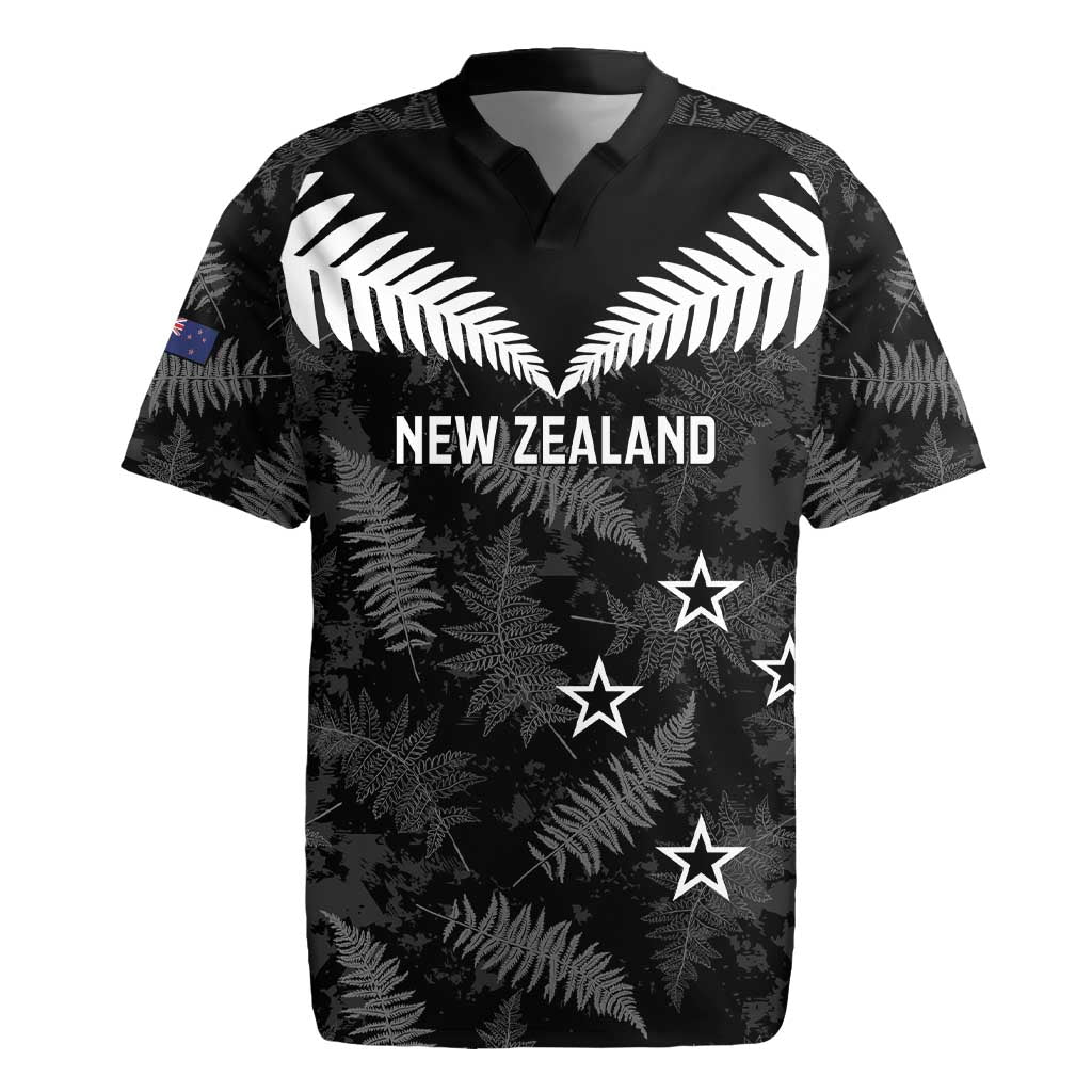 Custom New Zealand Silver Fern Football Rugby Jersey Go Aotearoa Grunge Black LT14 Black - Polynesian Pride