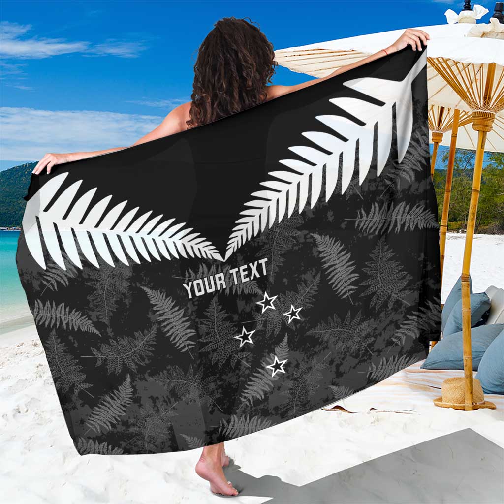 Custom New Zealand Silver Fern Football Sarong Go Aotearoa Grunge Black LT14 One Size 44 x 66 inches Black - Polynesian Pride