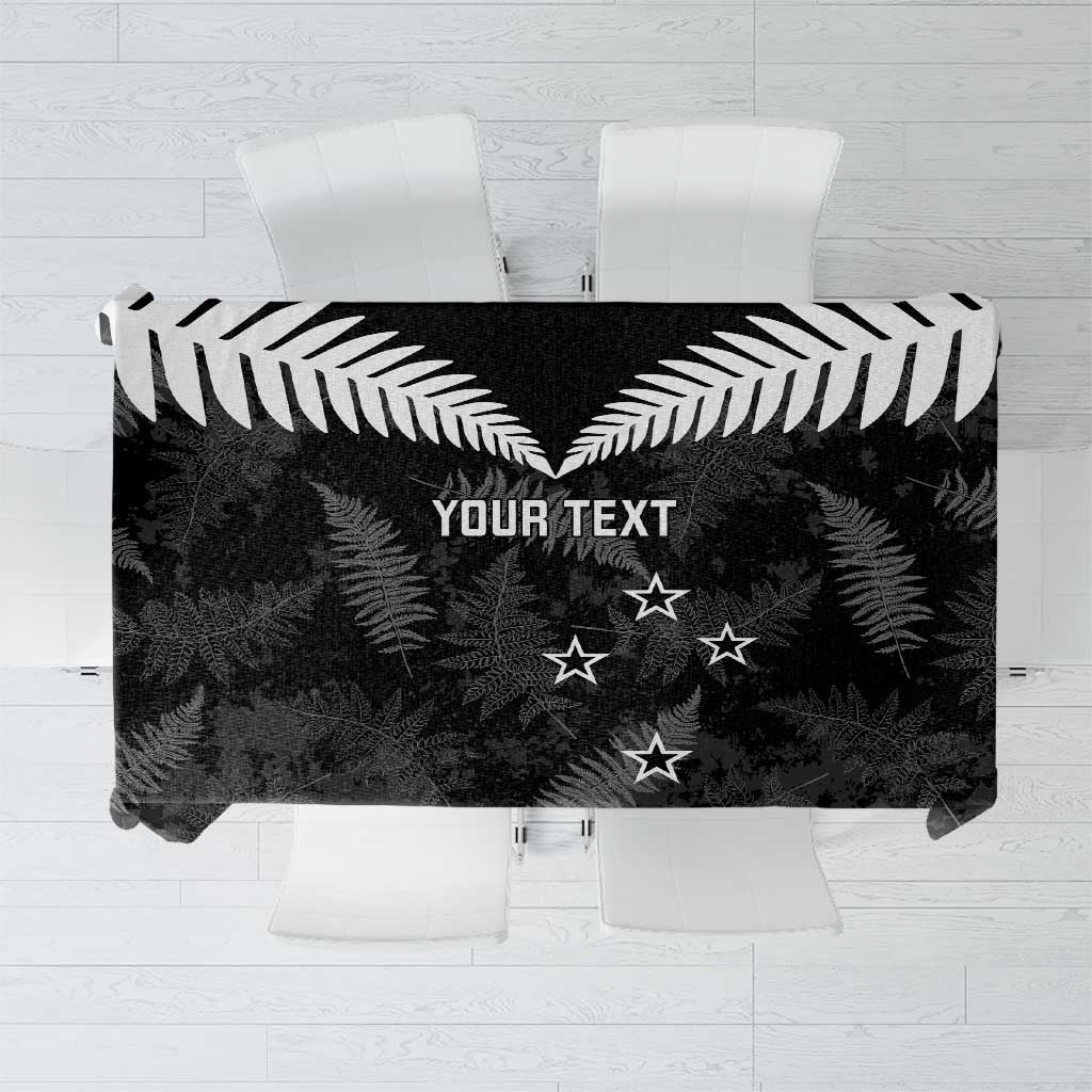 Custom New Zealand Silver Fern Football Tablecloth Go Aotearoa Grunge Black LT14 Black - Polynesian Pride