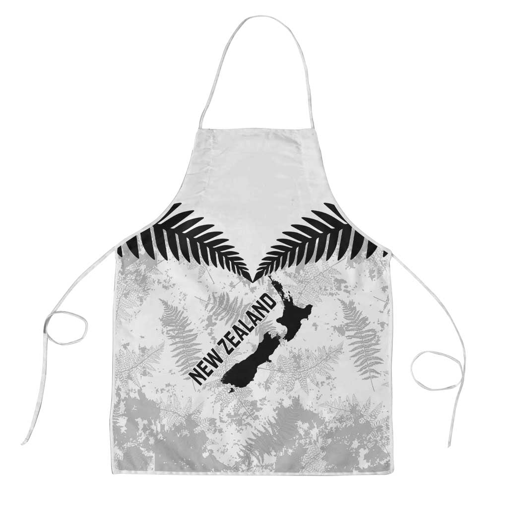 Custom New Zealand Silver Fern Football Apron Go Aotearoa Grunge White LT14 White - Polynesian Pride