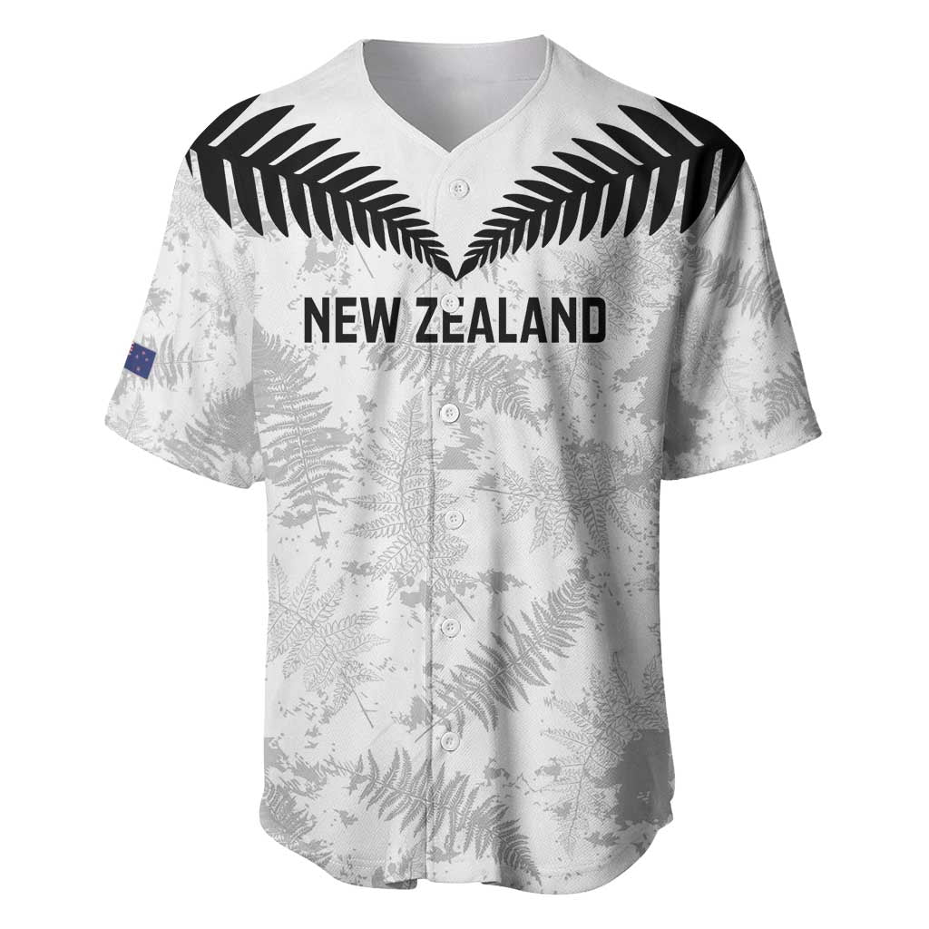 Custom New Zealand Silver Fern Football Baseball Jersey Go Aotearoa Grunge White LT14 White - Polynesian Pride