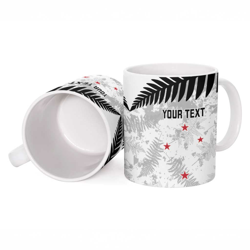 Custom New Zealand Silver Fern Football Ceramic Mug Go Aotearoa Grunge White LT14 - Polynesian Pride