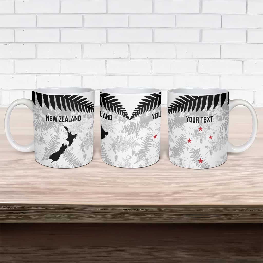 Custom New Zealand Silver Fern Football Ceramic Mug Go Aotearoa Grunge White LT14 - Polynesian Pride