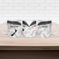 Custom New Zealand Silver Fern Football Ceramic Mug Go Aotearoa Grunge White LT14 - Polynesian Pride