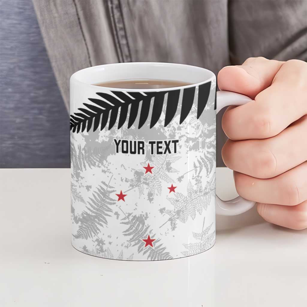 Custom New Zealand Silver Fern Football Ceramic Mug Go Aotearoa Grunge White LT14 - Polynesian Pride