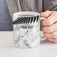 Custom New Zealand Silver Fern Football Ceramic Mug Go Aotearoa Grunge White LT14 - Polynesian Pride