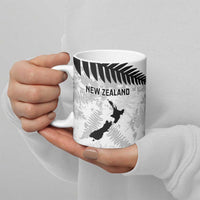 Custom New Zealand Silver Fern Football Ceramic Mug Go Aotearoa Grunge White LT14 - Polynesian Pride
