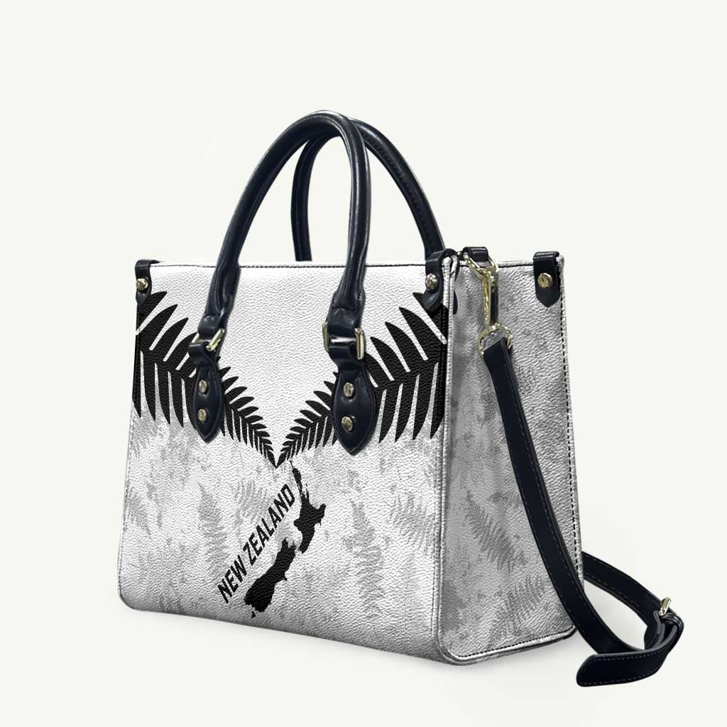Custom New Zealand Silver Fern Football Leather Bag Go Aotearoa Grunge White LT14 White - Polynesian Pride