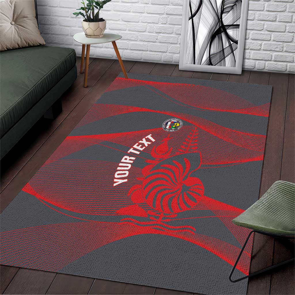 Custom New Caledonia Football Area Rug Allez Les Cagous Grey Version LT14 Grey - Polynesian Pride