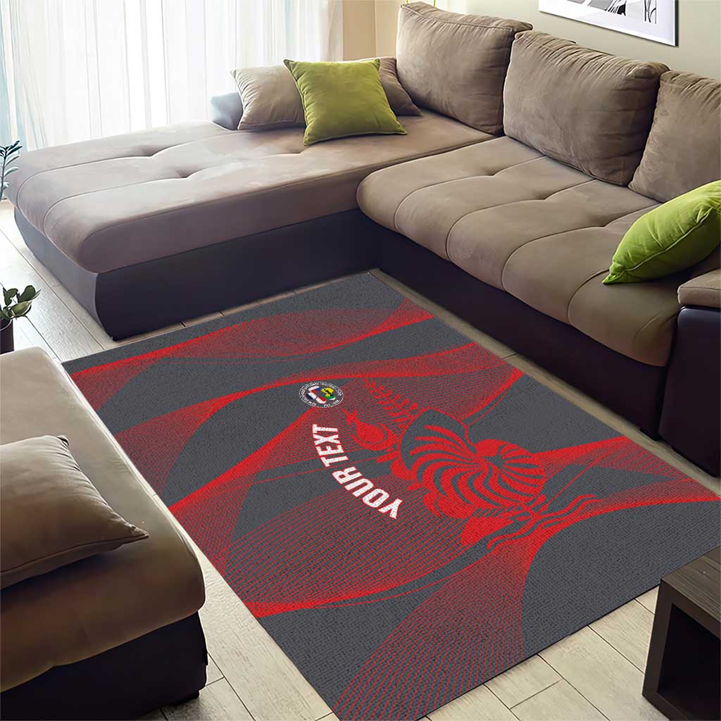 Custom New Caledonia Football Area Rug Allez Les Cagous Grey Version LT14 - Polynesian Pride