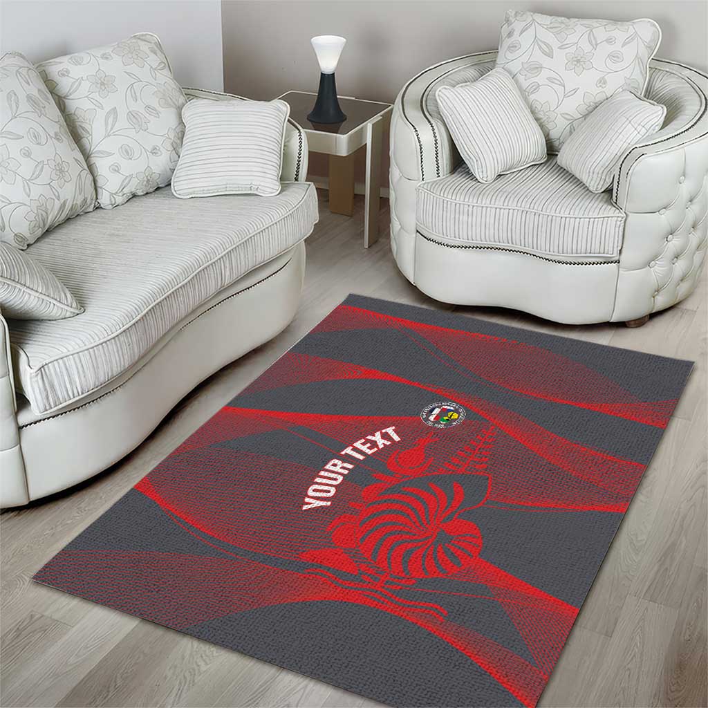 Custom New Caledonia Football Area Rug Allez Les Cagous Grey Version LT14 - Polynesian Pride