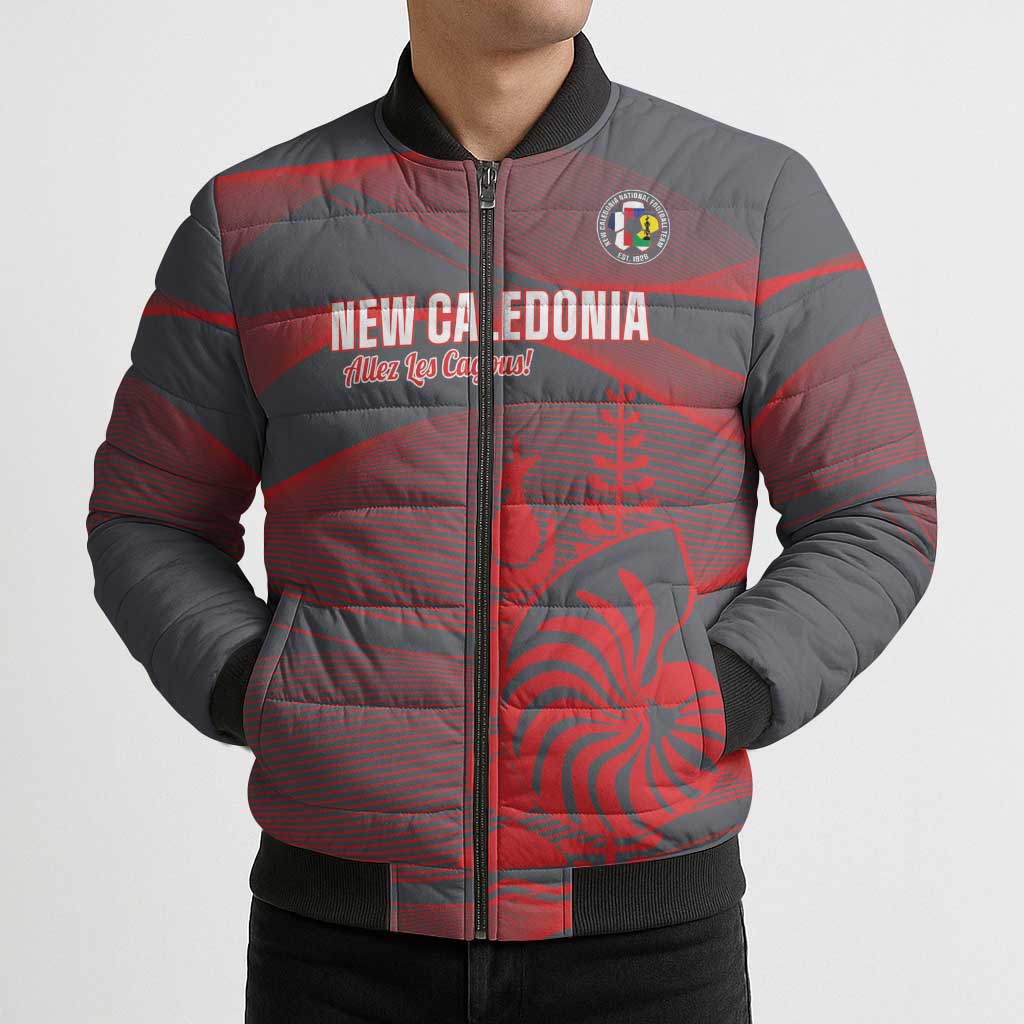 Custom New Caledonia Football Bomber Puffer Jacket Allez Les Cagous Grey Version LT14 - Polynesian Pride