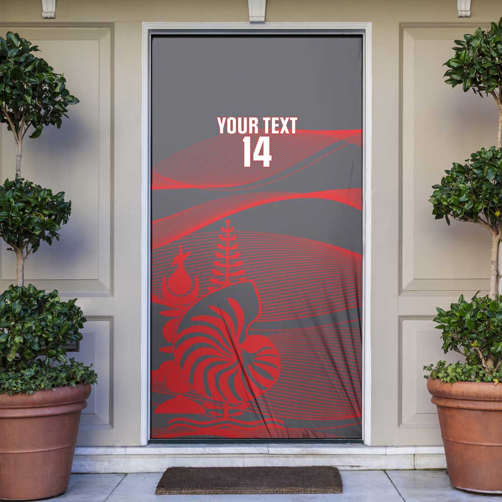 Custom New Caledonia Football Door Cover Allez Les Cagous Grey Version LT14 Grey - Polynesian Pride
