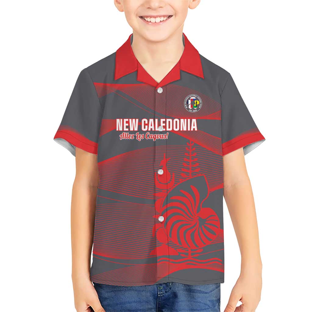 Custom New Caledonia Football Kid Hawaiian Shirt Allez Les Cagous Grey Version LT14 Kid Grey - Polynesian Pride