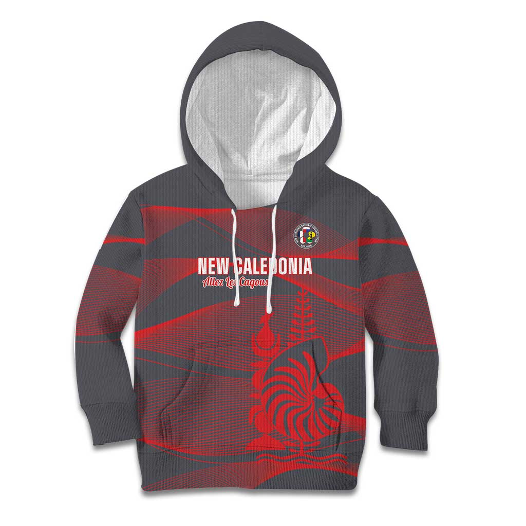 Custom New Caledonia Football Kid Hoodie Allez Les Cagous Grey Version LT14 Hoodie Grey - Polynesian Pride