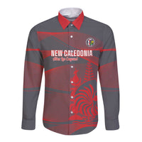 Custom New Caledonia Football Long Sleeve Button Shirt Allez Les Cagous Grey Version LT14 Unisex Grey - Polynesian Pride