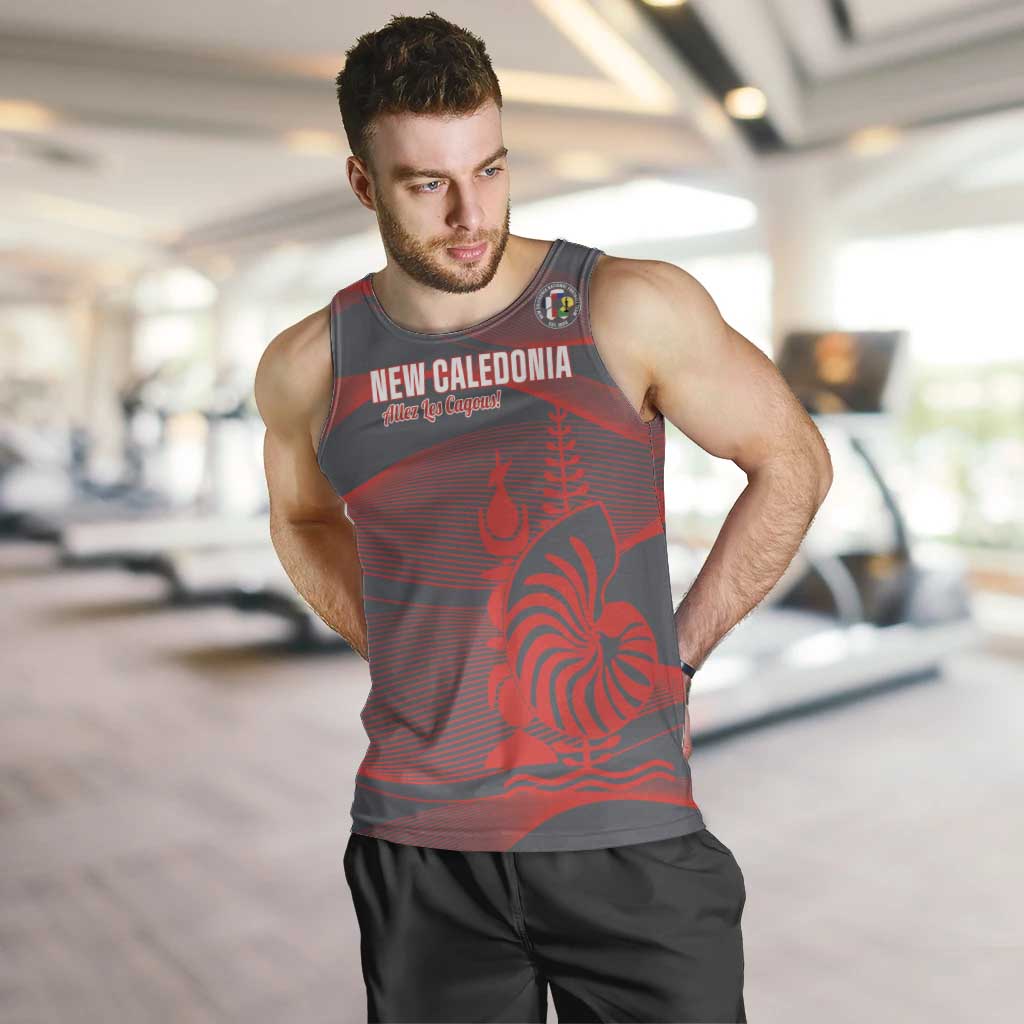 Custom New Caledonia Football Men Tank Top Allez Les Cagous Grey Version LT14 Grey - Polynesian Pride
