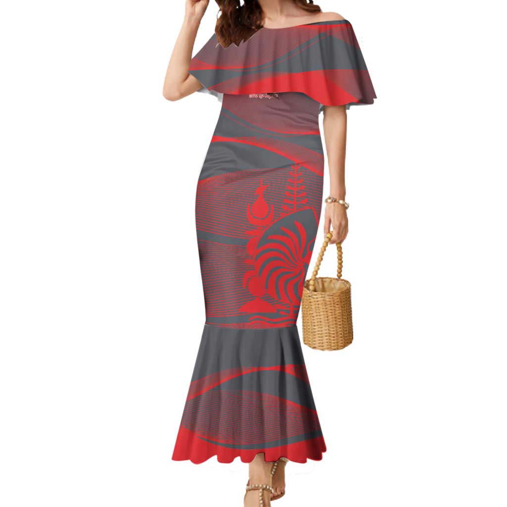 Custom New Caledonia Football Mermaid Dress Allez Les Cagous Grey Version LT14 Women Grey - Polynesian Pride