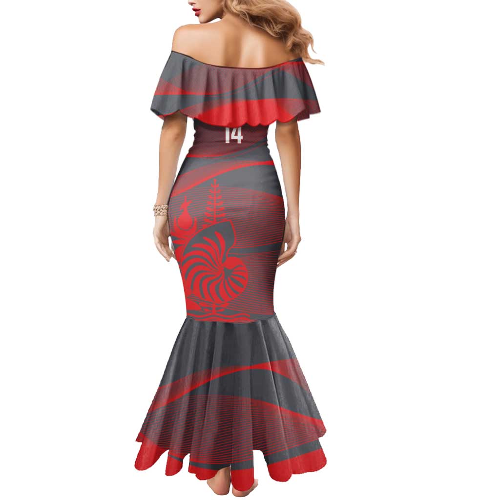 Custom New Caledonia Football Mermaid Dress Allez Les Cagous Grey Version LT14 - Polynesian Pride