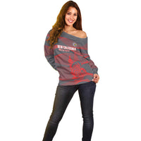 Custom New Caledonia Football Off Shoulder Sweater Allez Les Cagous Grey Version LT14 - Polynesian Pride