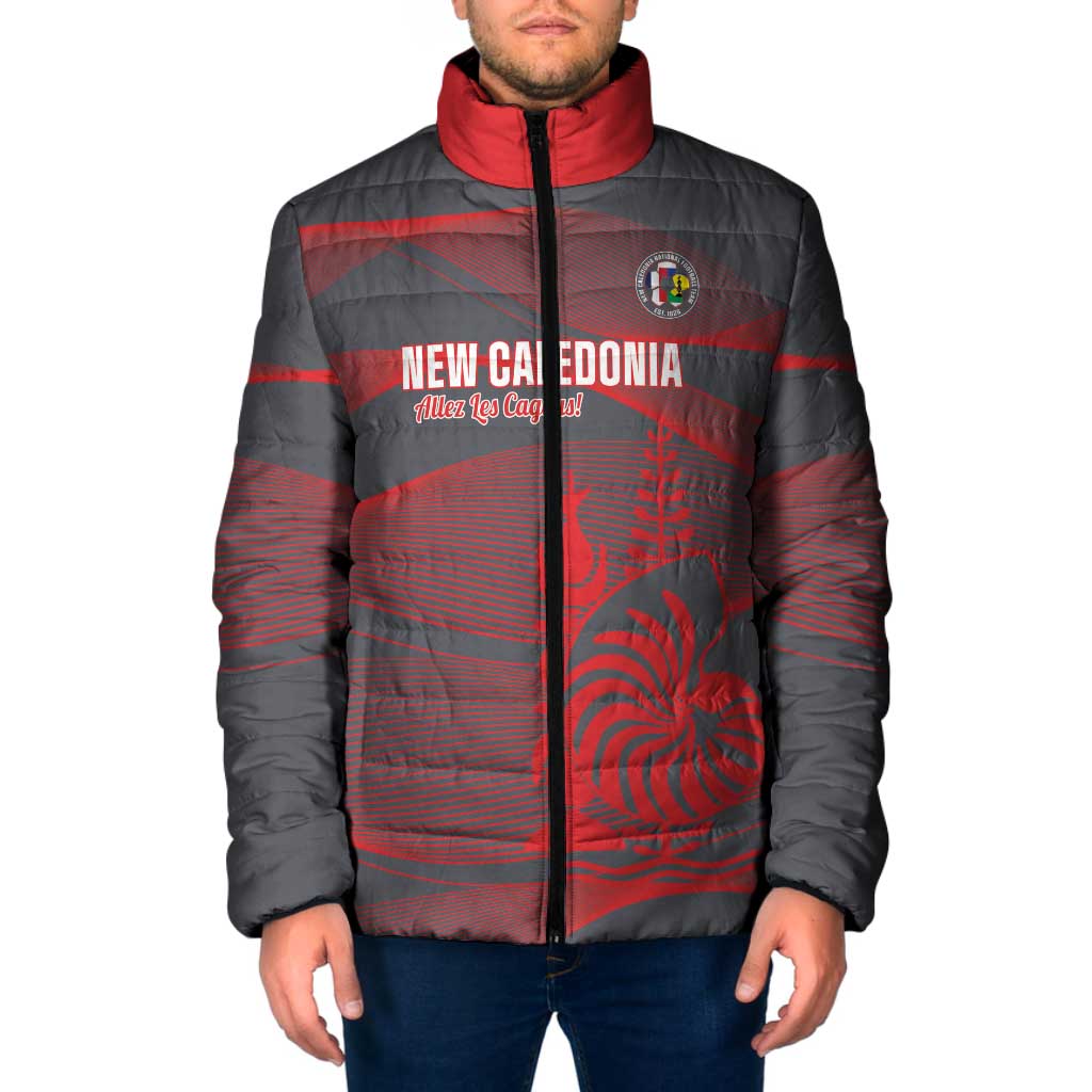 Custom New Caledonia Football Padded Jacket Allez Les Cagous Grey Version LT14 Men Grey - Polynesian Pride