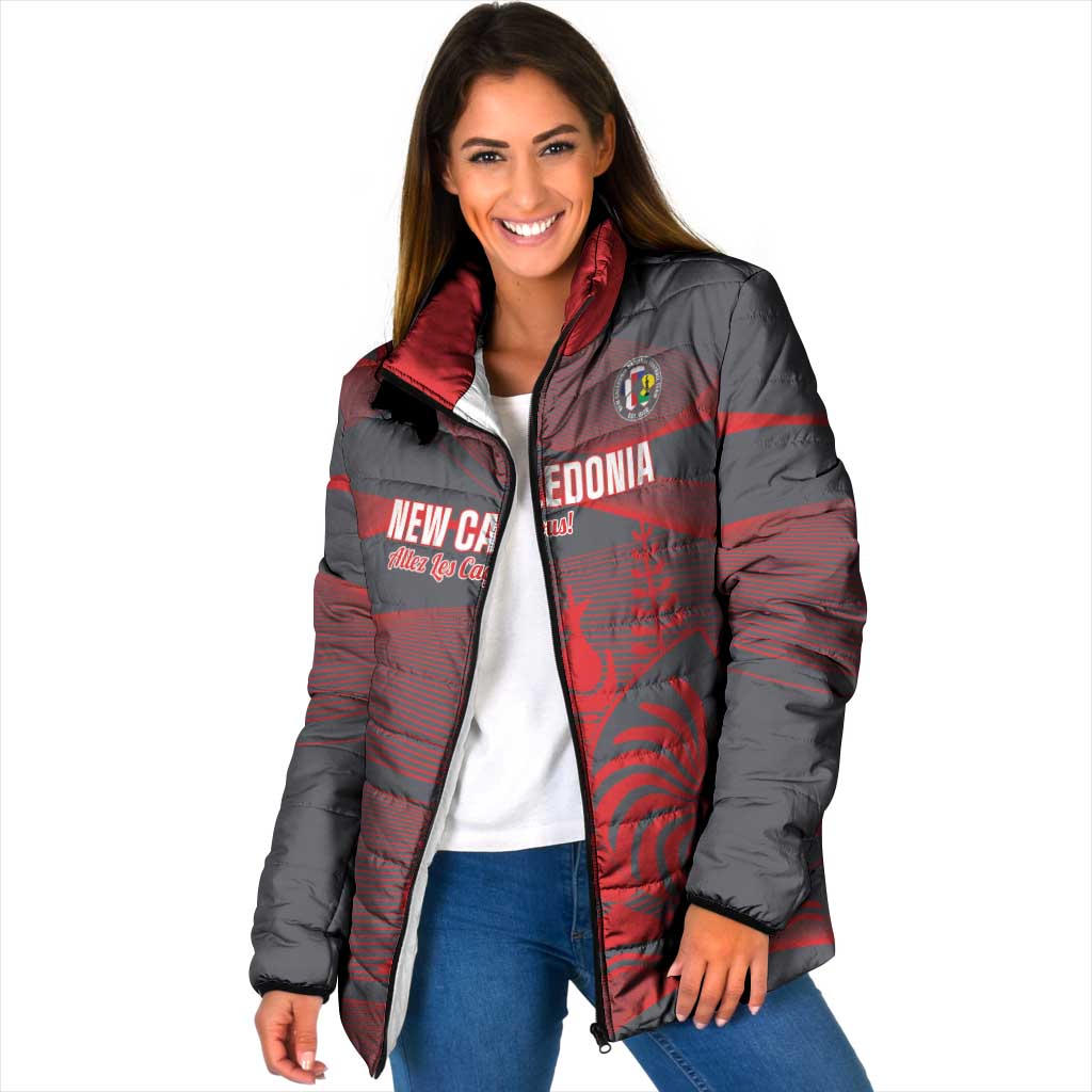 Custom New Caledonia Football Padded Jacket Allez Les Cagous Grey Version LT14 Women Grey - Polynesian Pride