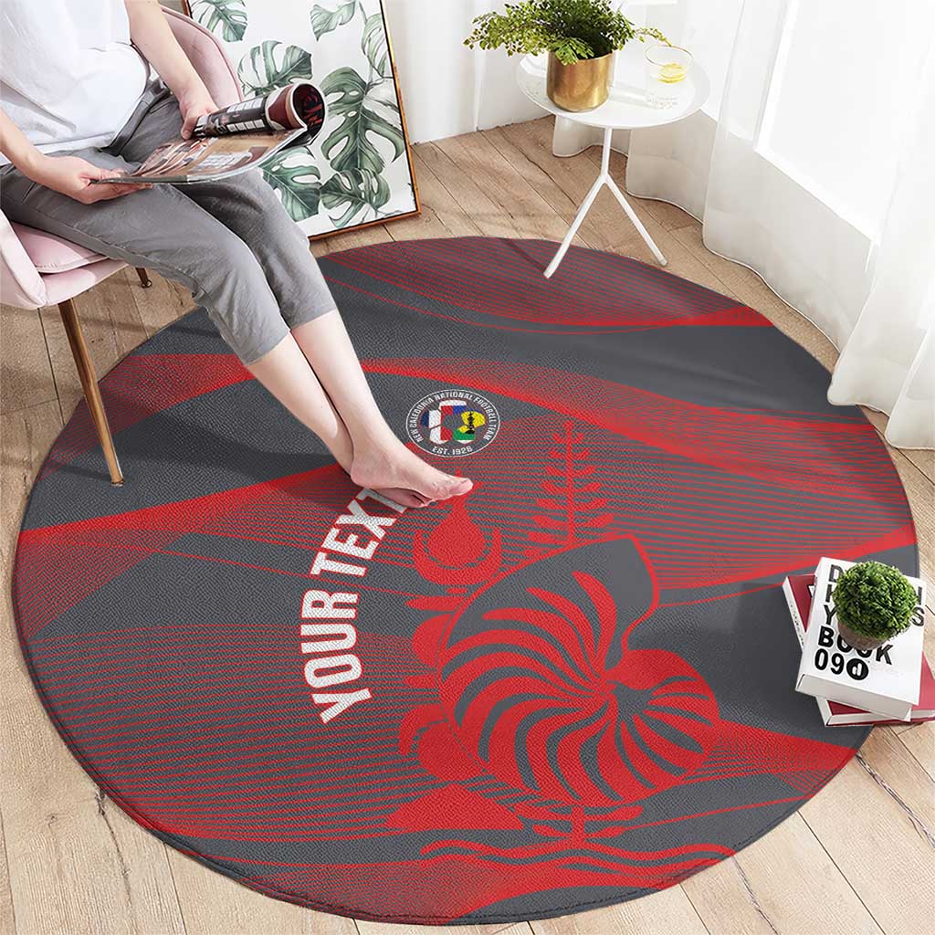 Custom New Caledonia Football Round Carpet Allez Les Cagous Grey Version LT14 - Polynesian Pride