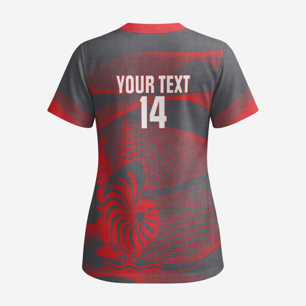 Custom New Caledonia Football Scrub Top Allez Les Cagous Grey Version LT14 - Polynesian Pride