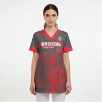 Custom New Caledonia Football Scrub Top Allez Les Cagous Grey Version LT14 - Polynesian Pride