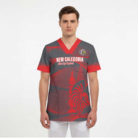 Custom New Caledonia Football Scrub Top Allez Les Cagous Grey Version LT14 - Polynesian Pride