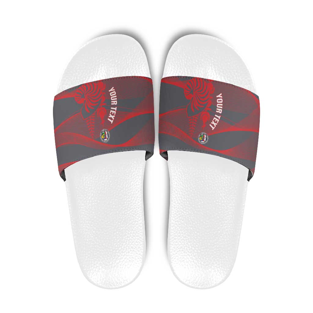Custom New Caledonia Football Slide Sandals Allez Les Cagous Grey Version LT14 Grey - Polynesian Pride