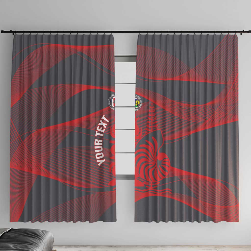 Custom New Caledonia Football Window Curtain Allez Les Cagous Grey Version LT14 With Hooks Grey - Polynesian Pride