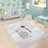 Custom New Caledonia Football Area Rug Allez Les Cagous White Version LT14 - Polynesian Pride