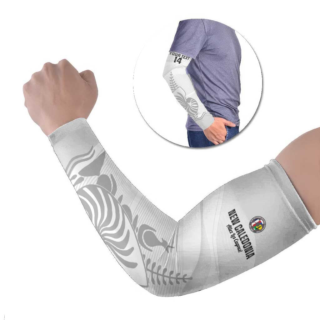 Custom New Caledonia Football Arm Sleeves Allez Les Cagous White Version LT14 Set of 2 White - Polynesian Pride