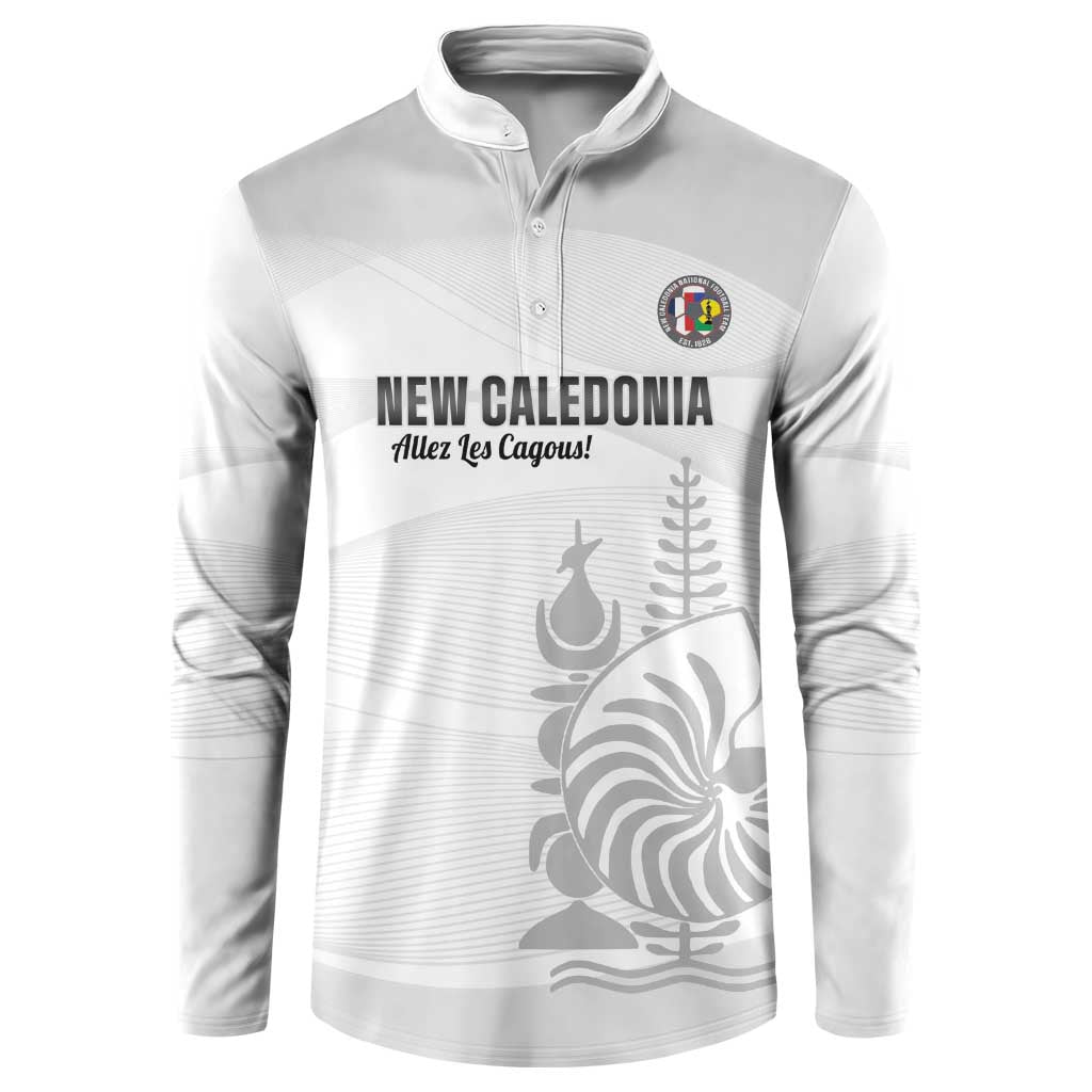 Custom New Caledonia Football Button Sweatshirt Allez Les Cagous White Version LT14 White - Polynesian Pride