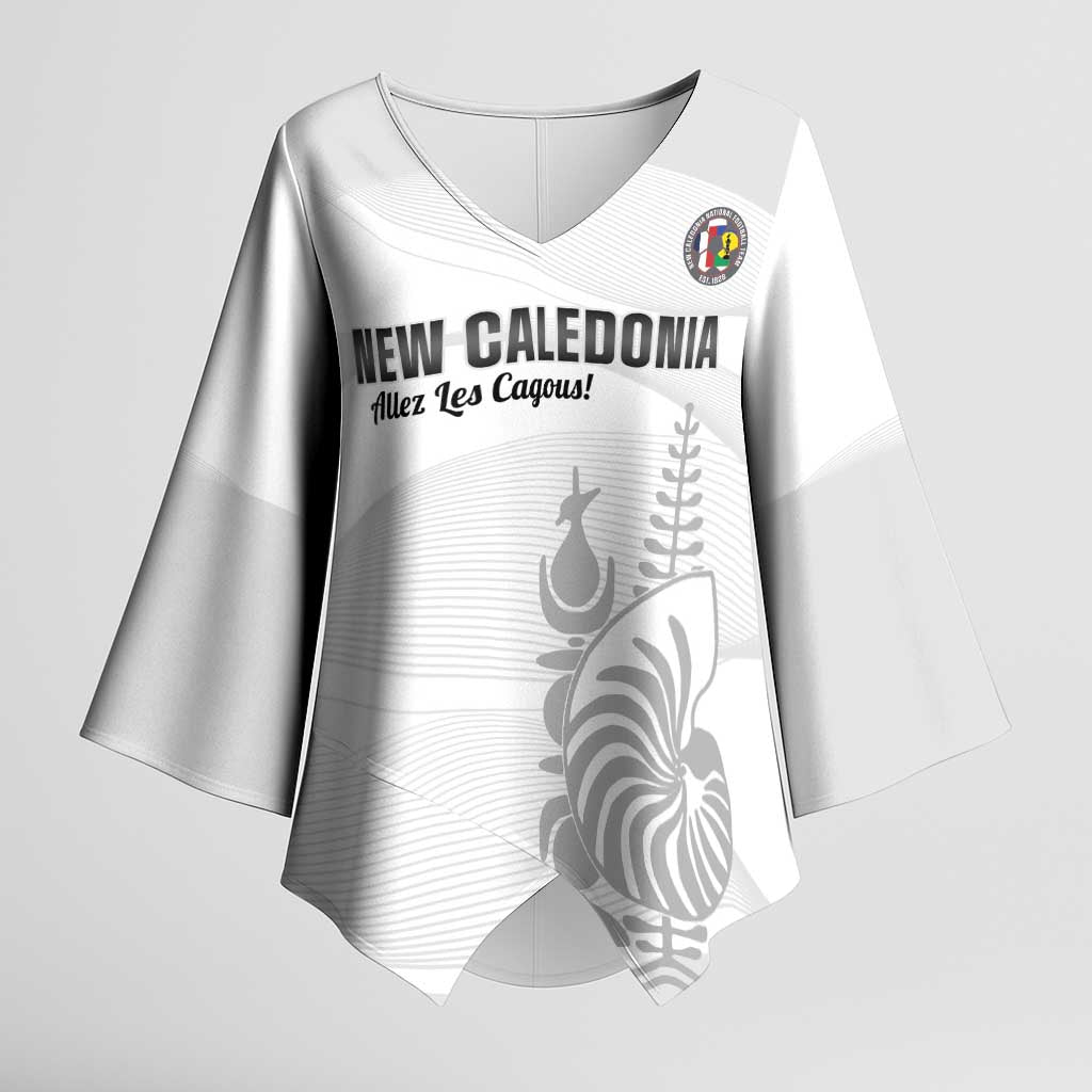 Custom New Caledonia Football Kimono Sleeve Blouse Allez Les Cagous White Version LT14 Female White - Polynesian Pride