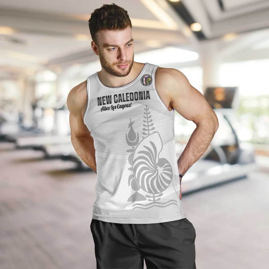 Custom New Caledonia Football Men Tank Top Allez Les Cagous White Version LT14 White - Polynesian Pride