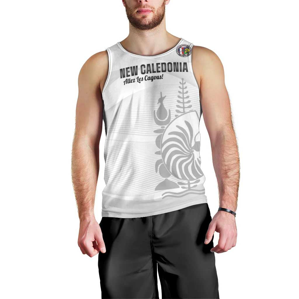Custom New Caledonia Football Men Tank Top Allez Les Cagous White Version LT14 - Polynesian Pride