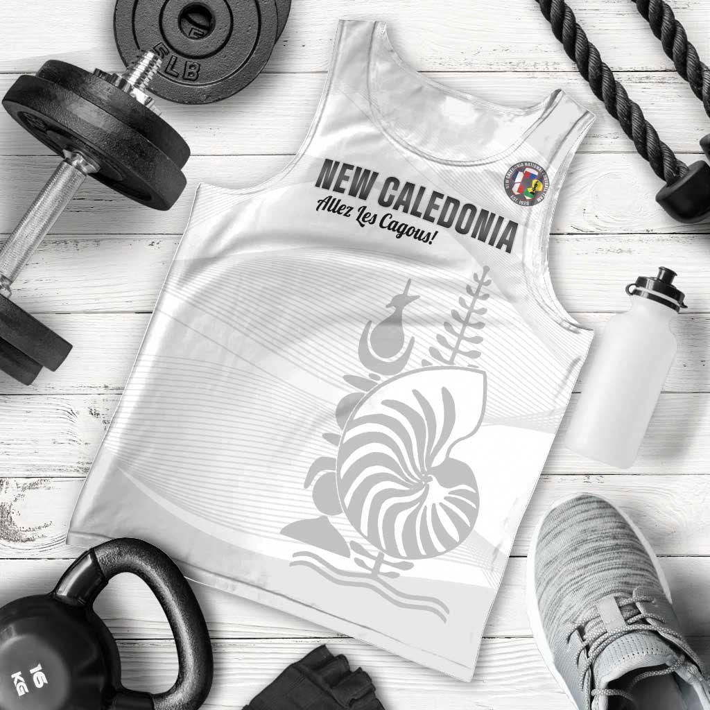 Custom New Caledonia Football Men Tank Top Allez Les Cagous White Version LT14 - Polynesian Pride