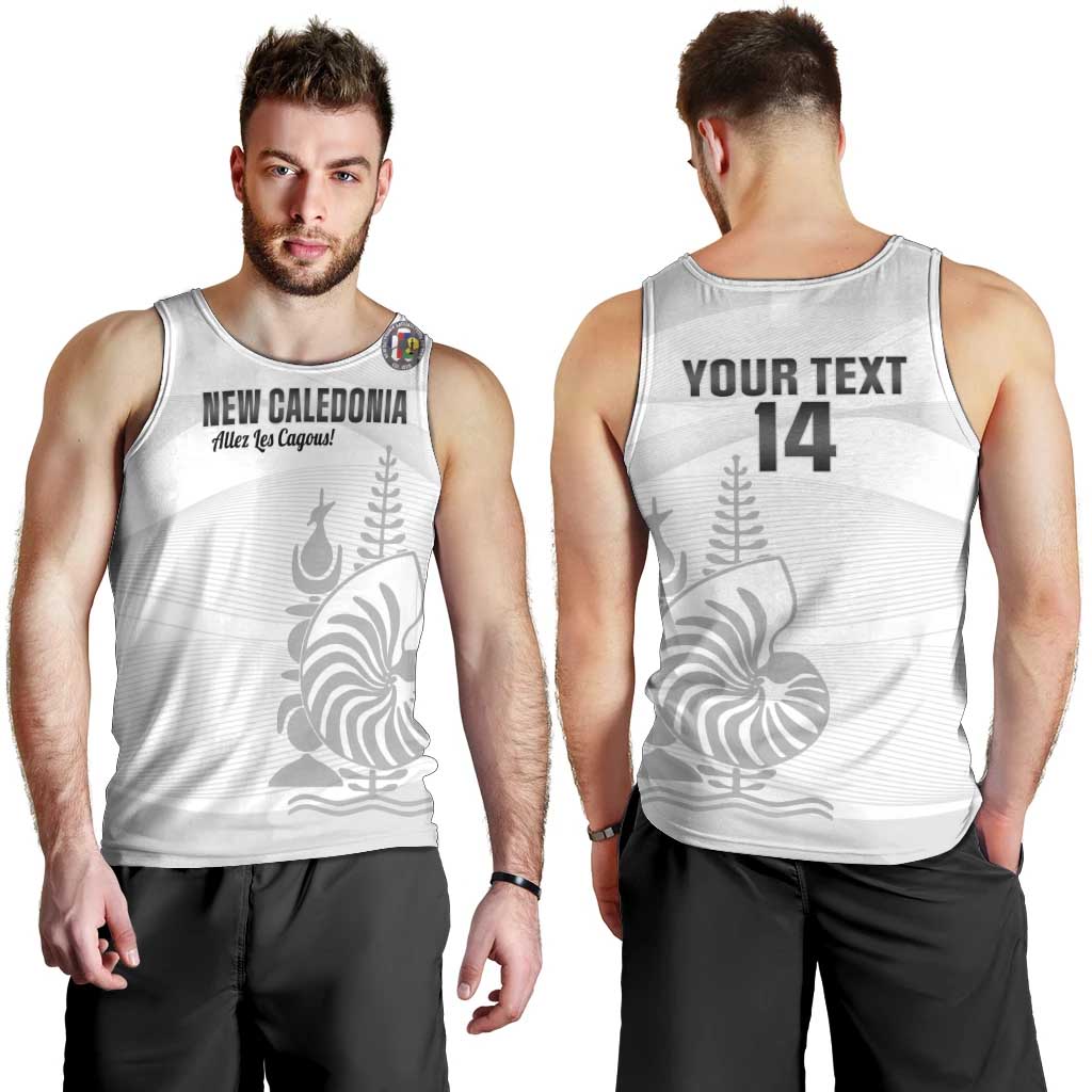 Custom New Caledonia Football Men Tank Top Allez Les Cagous White Version LT14 - Polynesian Pride