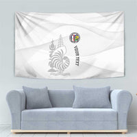 Custom New Caledonia Football Tapestry Allez Les Cagous White Version LT14 - Polynesian Pride