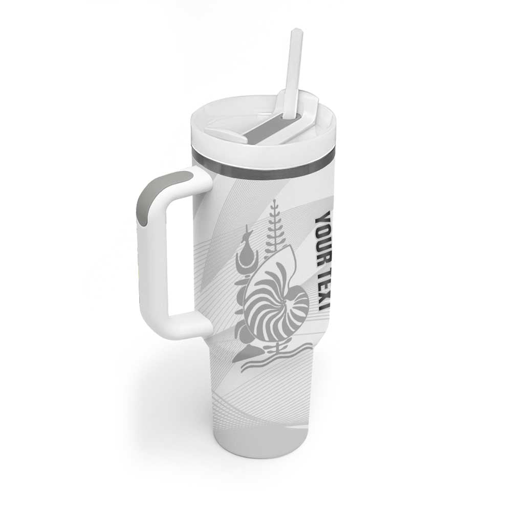 Custom New Caledonia Football Tumbler With Handle Allez Les Cagous White Version LT14 - Polynesian Pride