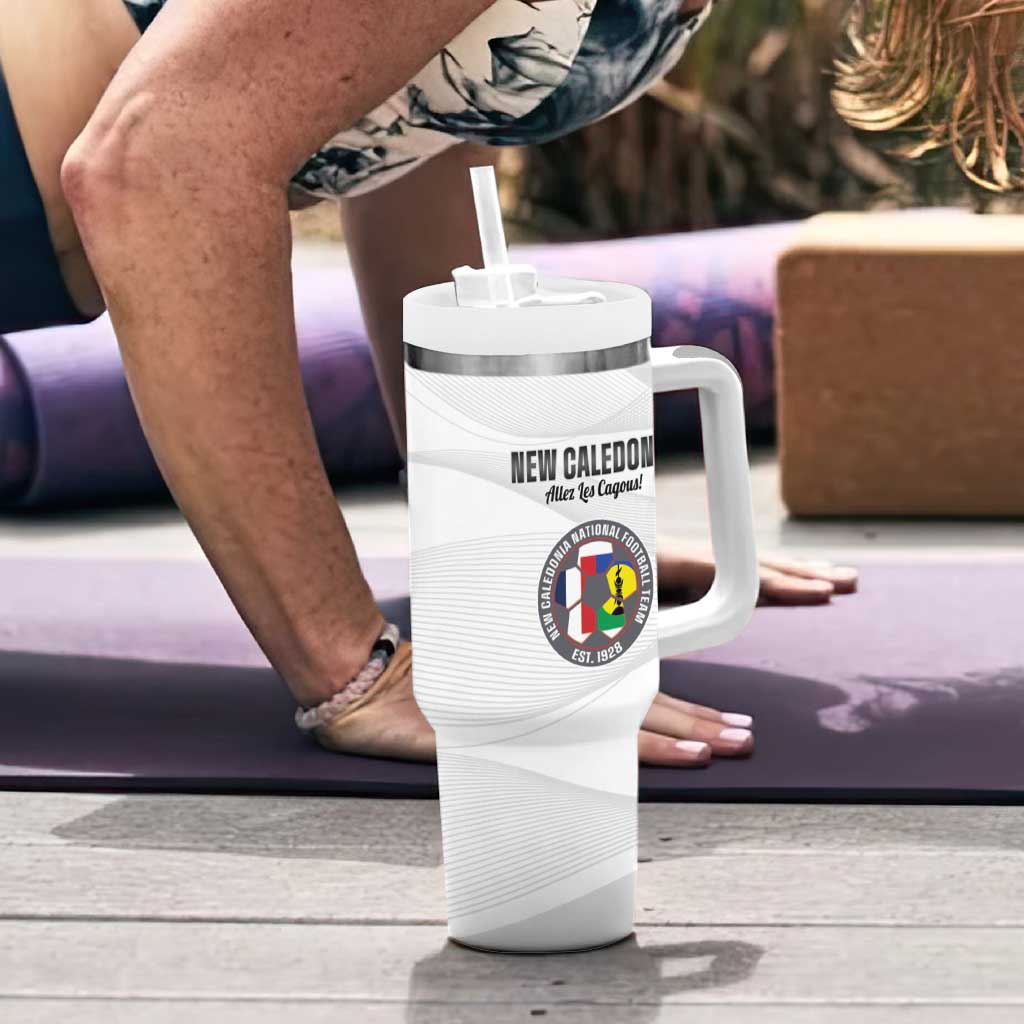 Custom New Caledonia Football Tumbler With Handle Allez Les Cagous White Version LT14 - Polynesian Pride