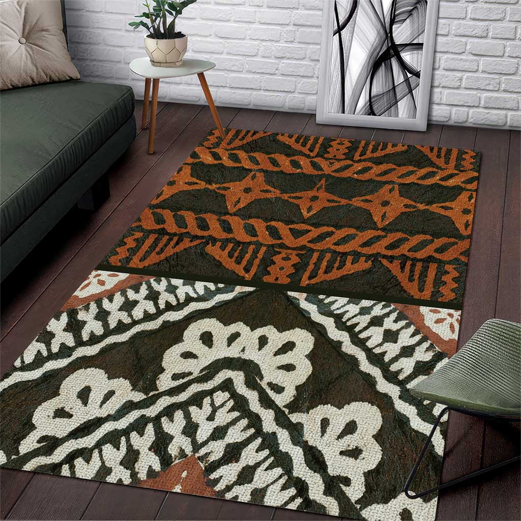 Bula Fiji Tapa Area Rug Fijian Masi Vintage Vibes LT14 Brown - Polynesian Pride