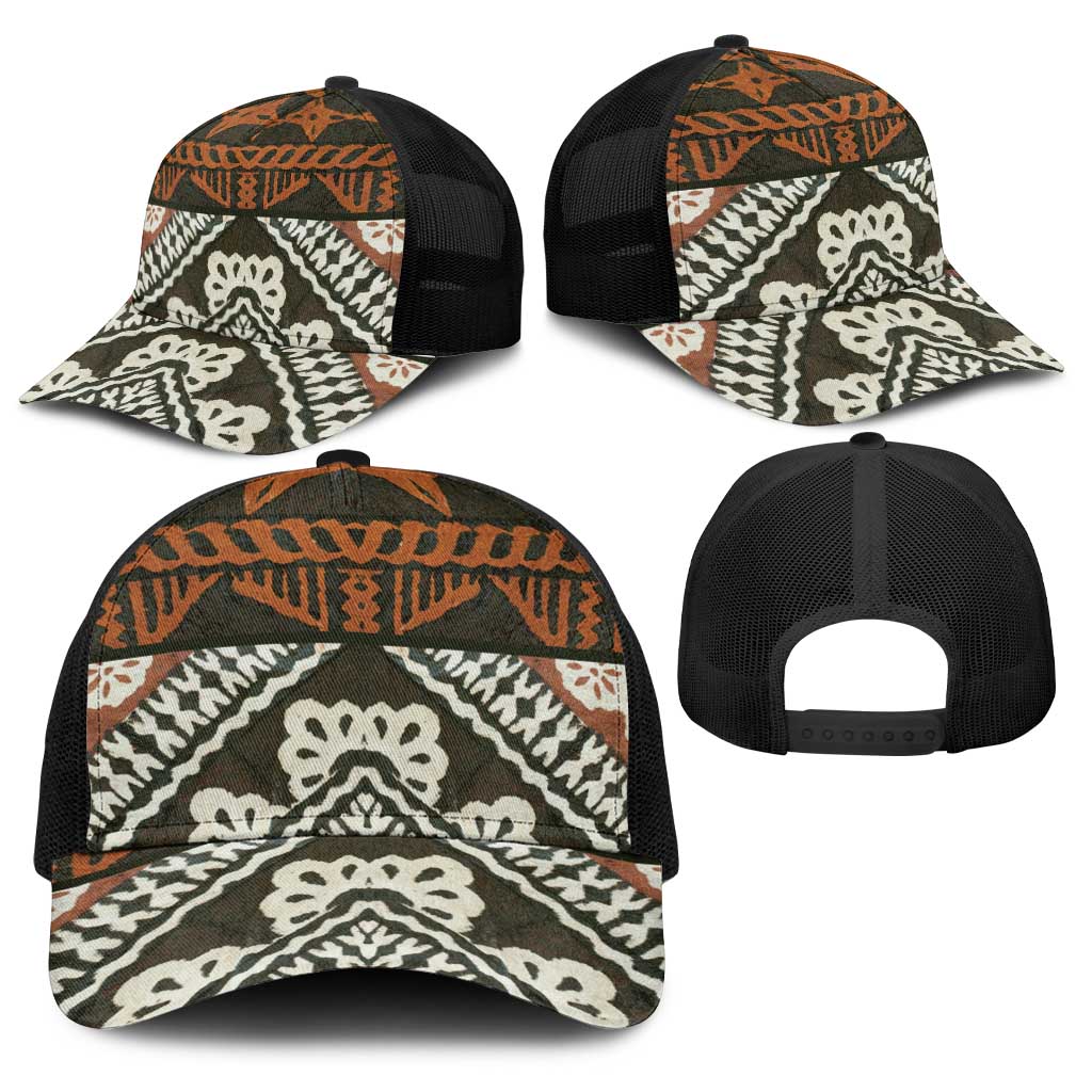 Bula Fiji Tapa Baseball Net Cap Fijian Masi Vintage Vibes LT14 - Polynesian Pride